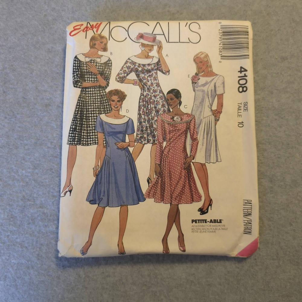 McCall's 4108 Misses Dress Pattern Size 10 UNCUT Vintage Easy Petite-Able